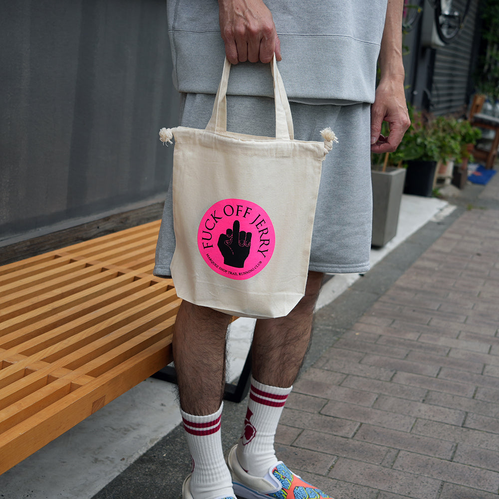 MARQUEZ SHOP オフィシャル「FUCK OFF JERRY」巾着トートバッグ 綿100